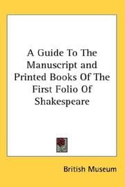Tapa de Guide to the Manuscript And Printed Books of the First Folio of Shakespeare