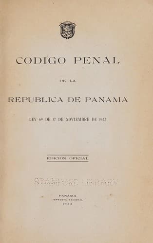 Tapa de Codigo penal de la Republica de Panama