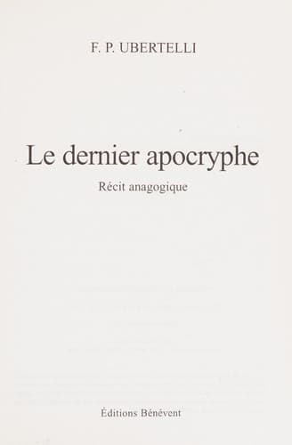 Tapa de Le dernier apocryphe