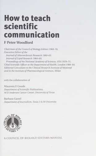 Tapa de How to Teach Scientific Communication