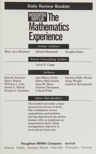Tapa de The mathematics experience