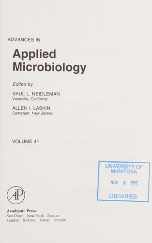 Tapa de Advances in Applied Microbiology