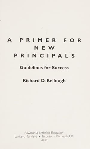 Tapa de A Primer for New Principals