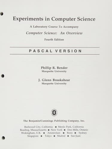 Tapa de Supplement: Pascal Ver Lab Manl - Computer Science
