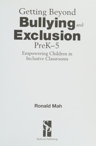 Tapa de Getting Beyond Bullying and Exclusion, PreK-5