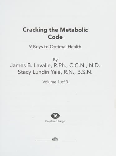 Tapa de Cracking the metabolic code