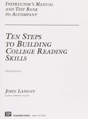 Tapa de Instructor's manual and test bank to accompany Ten steps to building college reading skills, 3rd edition