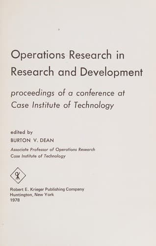 Tapa de Operations research in research and development