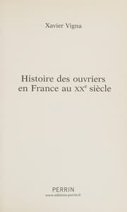 Tapa de Histoire des ouvriers en France au XXe siècle