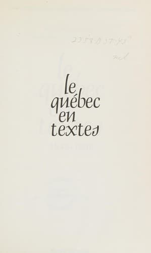 Tapa de Le Québec en textes