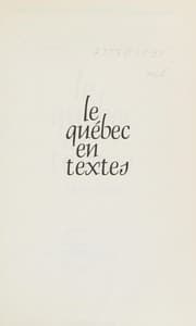 Tapa de Le Québec en textes