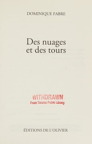 Tapa de Des nuages et des tours