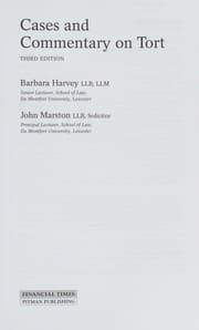 Tapa de Cases and Commentary on Tort
