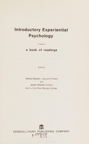 Tapa de Introductory experiential psychology