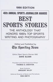 Tapa de Best Sports Stories: The Anthology That Honors 1989's Top Sports Writing and Photography, 1990