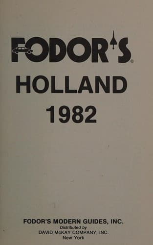 Tapa de Fodor's Holland, 1982