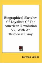 Tapa de Biographical Sketches Of Loyalists Of The American Revolution V2; With An Historical Essay