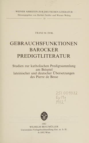 Tapa de Gebrauchsfunktionen barocker Predigtliteratur