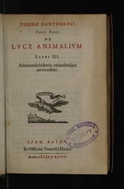 Tapa de Thomae Bartholini Casp. filii de luce animalium libri III
