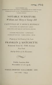 Tapa de Notable furniture, William and Mary to George III, paintings of various schools