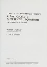 Tapa de Complete solutions manual for Zill's A first course in differential equations, the classic fifth edition