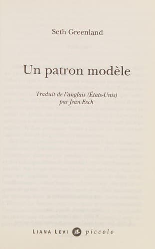 Tapa de Un patron modèle