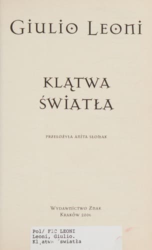 Tapa de Klątwa światła