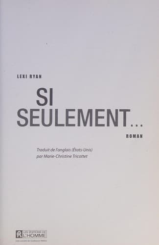 Tapa de Si seulement ...