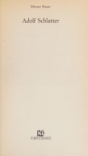 Tapa de Adolf Schlatter