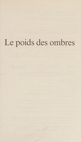 Tapa de Le poids des ombres