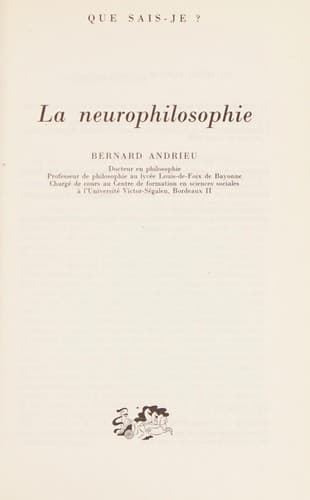 Tapa de La neurophilosophie