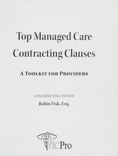 Tapa de Top managed care contracting clauses