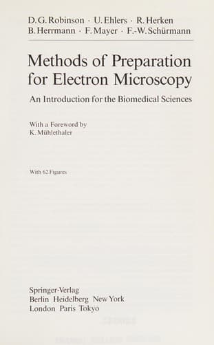 Tapa de Methods of preparation for electron microscopy