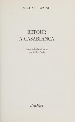 Tapa de Retour à Casablanca