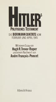 Tapa de Hitlers politisches Testament