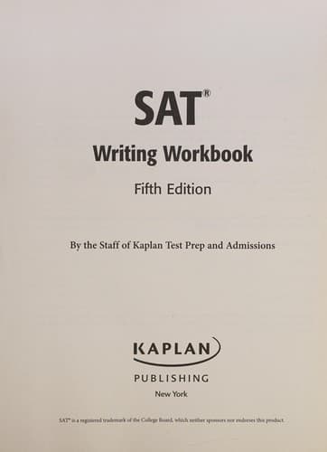 Tapa de SAT writing workbook