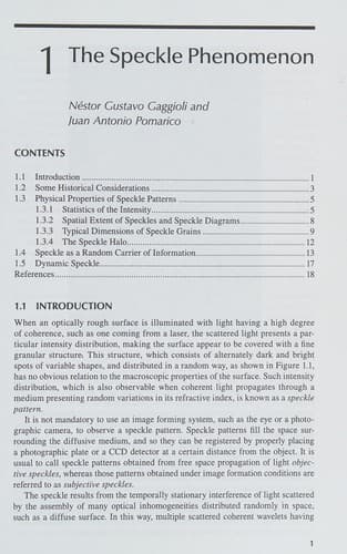 Tapa de Dynamic laser speckle and applications