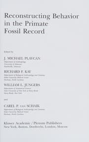 Tapa de Reconstructing behavior in the primate fossil record