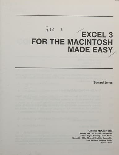 Tapa de Excel 3 for the Macintosh made easy