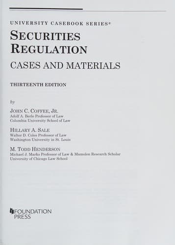 Tapa de Securities Regulation