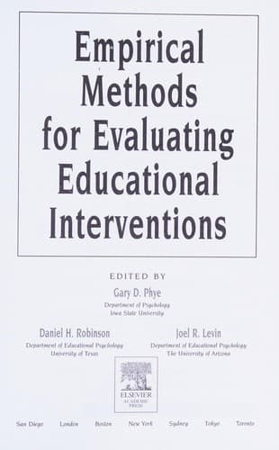 Tapa de Empirical methods for evaluating educational interventions