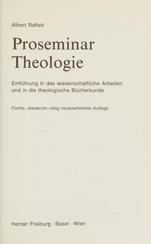 Tapa de Proseminar theologie