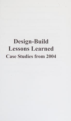 Tapa de Design-build lessons learned