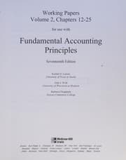 Tapa de Working Papers for use with Fundamental Accounting Principles Vol. 2,  Chapters 12-25