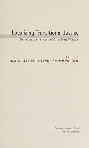 Tapa de Localizing transitional justice