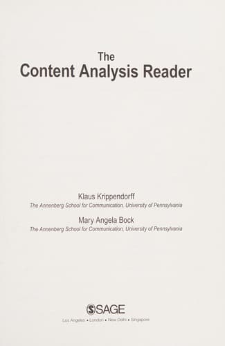 Tapa de The content analysis reader