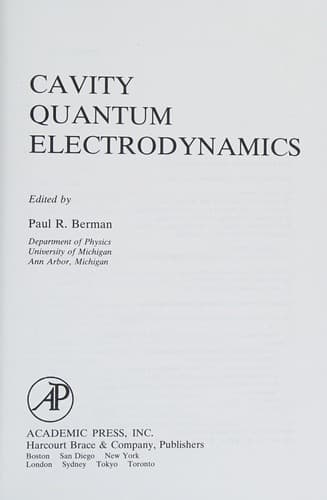 Tapa de Cavity Quantum Electrodynamics (Advances in Atomic, Molecular & Optical Physics)