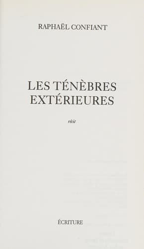 Tapa de Les ténèbres extérieures