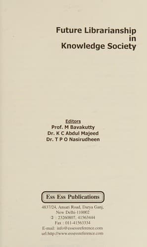 Tapa de Future librarianship in knowledge society