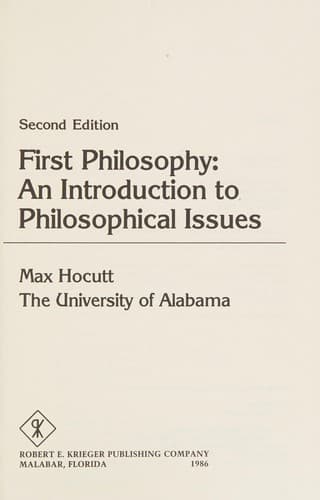 Tapa de First philosophy